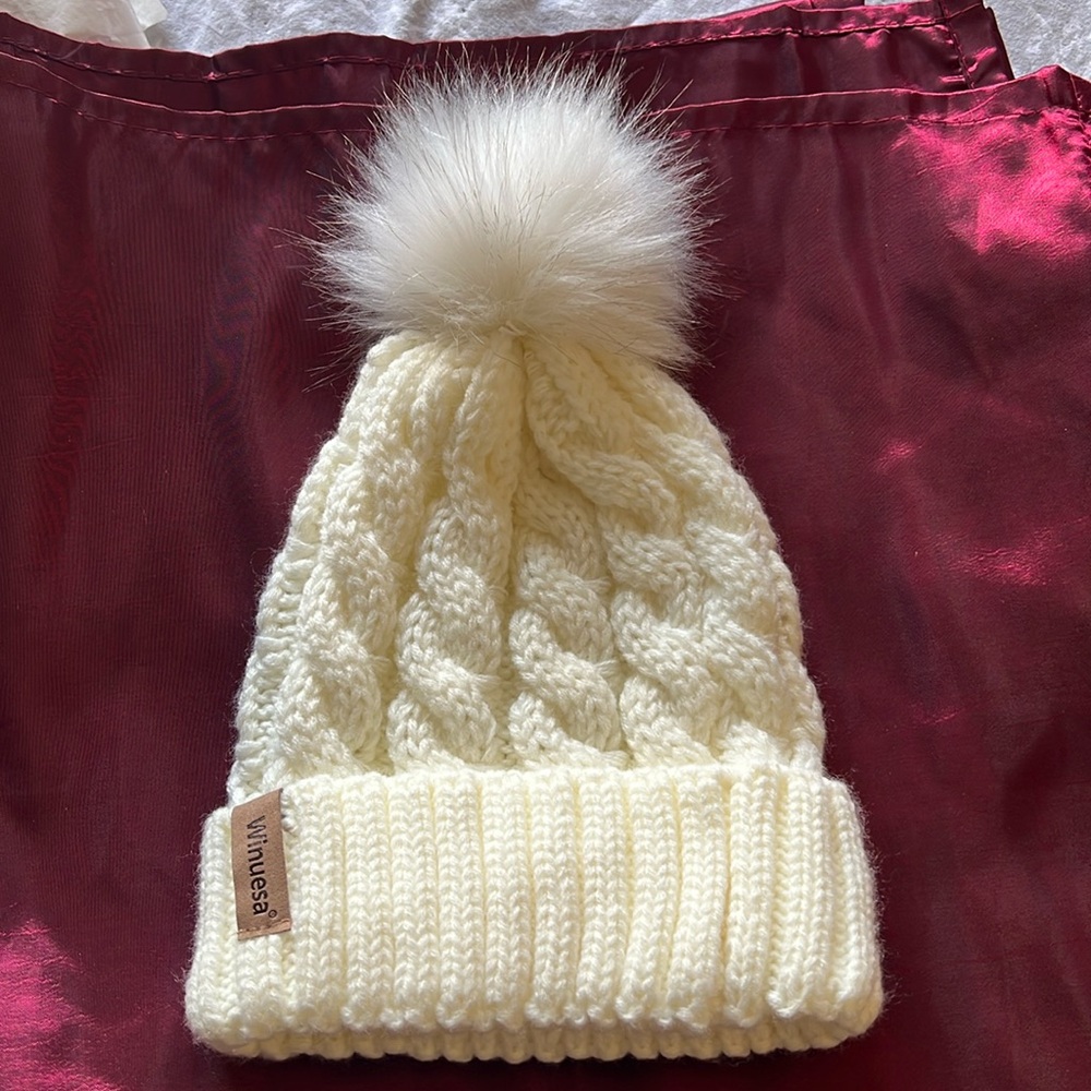 Cream winter hat